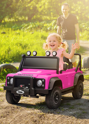 Land Rover Licensed Electric Car for Kids with Remote Control, Dual Motors, Spring Suspension, LED Lights, Pink