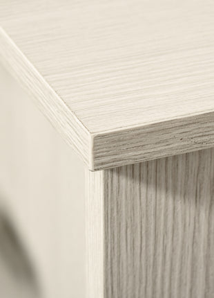 Farmhouse Computer Desk with Storage, Home Office Desk with 2 Drawers and 2 Cabinets, Cream White