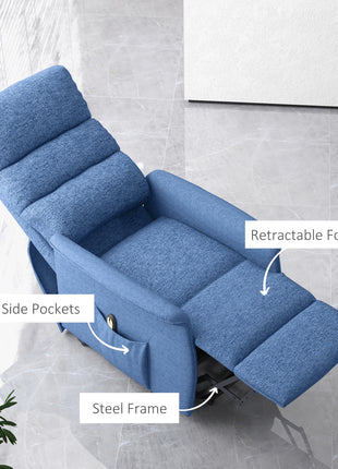 Power Lift Chair for Seniors, Electric Lift Recliner Chair with Remote Control, Side Pockets for Living Room, Blue