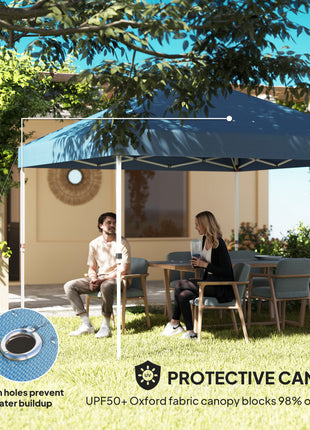 10' x 10' Pop Up Canopy Tent w/ Sidewall, UPF50+ Height Adjustable Instant Sun Shelter w/ Storage Pockets, Sea Blue