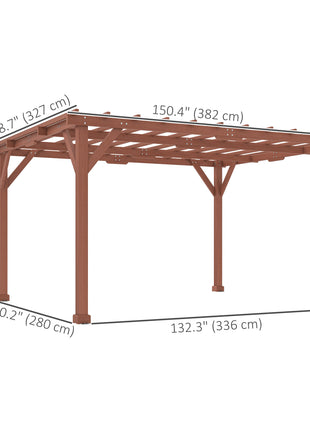 11' x 12.5' Outdoor Wood Pergola with Grape Trellis for Patio, Deck, Backyard, Lawn