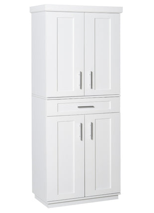 White Pantry Cabinet with Adjustable Shelving for Kitchen, Perfect for Family, White