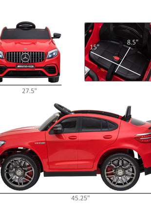 12V Toddler Ride On Car with Remote Control, Mercedes Benz AMG GLC63S Coupe, Electric Car with 2 Speed, MP3 Player, Light, Horn, Songs, Suspension, Red