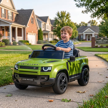 12V Ride on Car Licensed Land Rover with Remote, Suspension, Slow Start, 3 Speeds, Lights, Music, Horn for 3-5, Green