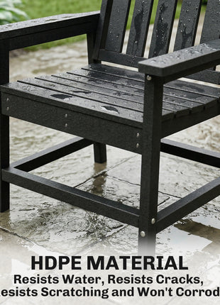 All-Weather Patio Chair, HDPE Patio Dining Chair, Heavy Duty Wood-Like Outdoor Furniture for Garden, Backyard, Deck, Porch, Lawn, Black