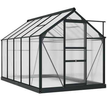 6.2' x 10.3' x 6.6' Outdoor Greenhouse with Walk-in Vent Door for Backyard Garden Gray