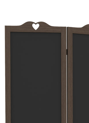 Wooden Room Divider with Blackboard, 4 Panel Folding Privacy Screen for Home Office, 5.5', Walnut Brown