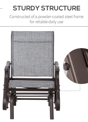 Outdoor Glider Chair, Gliders for Outside Patio with Steel Frame and Mesh Fabric for Backyard, Garden, and Porch, Gray