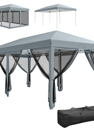 10' x 20' Pop Up Canopy Tent with Netting, Heavy Duty Instant Sun Shelter, Large Tents for Parties with Carry Bag for Outdoor, Garden, Patio, Gray