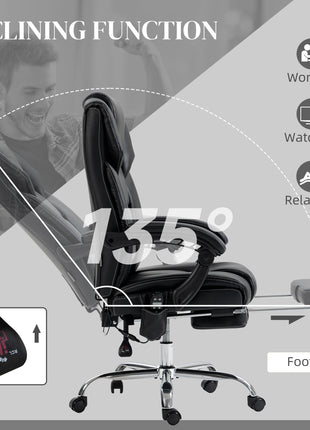 6 Point Vibration Massage Office Chair with Heat, PU Leather Computer Chair with Adjustable Height Reclining Back, Black