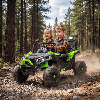 24V 2 Seater Ride On Truck Car for Big Kids with Remote Control, Dual Motors, 4-Wheel Suspension for Ages 3-8, Green