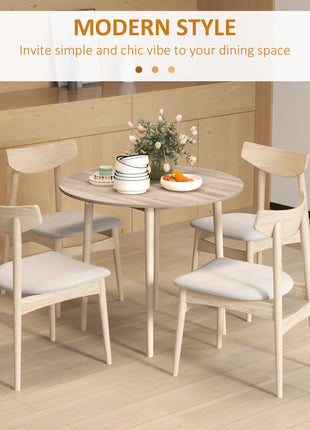 Folding Dining Table, Round Drop Leaf Kitchen Table for Small Spaces with Wood Legs, Oak Color