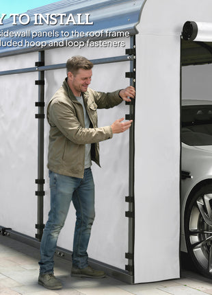 Carport Replacement Sidewall Panel for 12' x 20' Carports, UPF50+ Waterproof Replacement Side Wall Cover, White