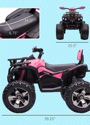12V 4 Wheeler Kids ATV with Music, Headlights for 37-60 Months Boys and Girls, Pink