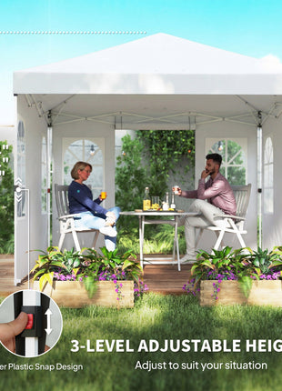 9.6 x 9.6 ft Pop Up Canopy Tent with Sidewalls, One Push Setup, UPF50+ Portable Instant Canopy Shelter, White