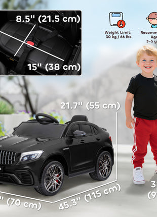 Toddler Ride On Car (Mercedes Benz AMG GLC63S Coupe) Electric Kids Ride On Car with 2 Speed, MP3 Player, Light, Horn, Songs, Suspension - Fun for Toddlers and Kids - Black