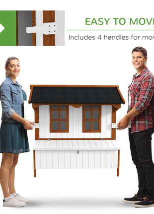 47" Chicken Coop, Wooden Chicken House Raised Rabbit Hutch with Waterproof Roof, Nesting Box and Handles for 3-5 Hens, Poultry Cage Portable Hen Pen for Backyard