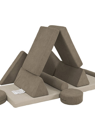 12 Pieces Kids Foam Climbing Blocks with Washable Cover for Toddlers, Khaki