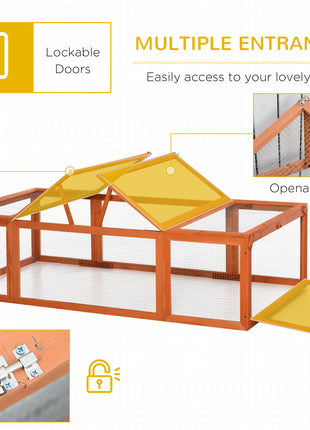 Large Wooden Rabbit Hutch Small Animal Habitat Enclosure Outdoor Run and Lockable Doors - Natural
