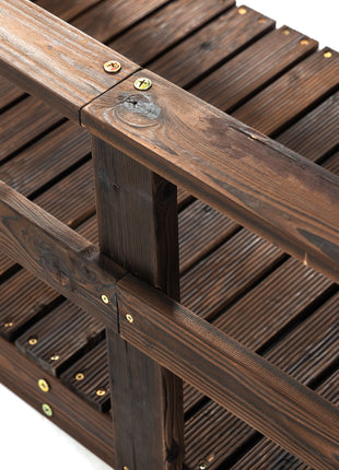 7' Garden Bridge with Pine Wood and Stained Finish for Backyard Ponds Creeks Streams Wood