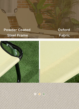2 Piece Folding Chaise Lounge Pool Chairs, Outdoor Sun Tanning Chairs , Steel Frame for Beach, Yard, Patio, Beige