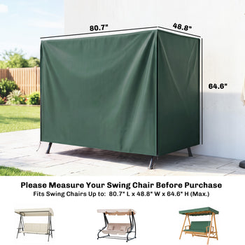 Outdoor Patio Hammock Porch Swing Cover with UV, Water, & Dust Fighting Material, 81" x 49" x 65", Dark Green
