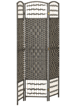 3 Panel Folding Room Divider Portable Privacy Screen Wave Fiber Room Partition for Home Office Dark Gray