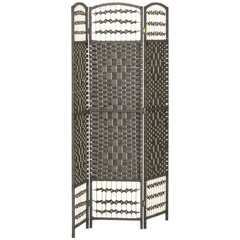 3 Panel Folding Room Divider Portable Privacy Screen Wave Fiber Room Partition for Home Office Dark Gray