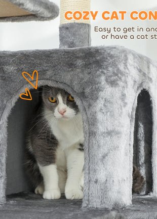 69" Cat Tree, Multi-Level Cat Tower with 2 Condos and 3 Hammocks, 8 Scratching Posts, for Multiple Cats, Dark Gray