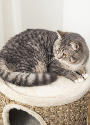 28 Inch Cat Condo, 3 Story Cat Hideaway with Sisal Scratching Pad