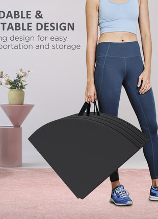 Foldable Crash Mat, Pole Padding with Carrying Handles and EPE Foam for Dance Training and Exercise, Black