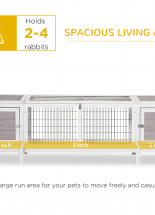 Rabbit Hutch, Bunny Cage, Guinea Pig House with Pull-Out Tray, and Divided Board for Indoor, White