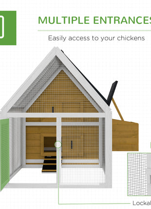 65" Chicken Coop Wooden Chicken House Rabbit Hutch Poultry Cage Hen Pen Backyard with Nesting Box, Ramp, Run, Yellow