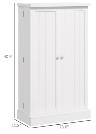 Freestanding Kitchen Pantry, Kitchen Storage Cabinet with 5-Tier Shelf, 12 Spice Racks, Adjustable Shelves, White