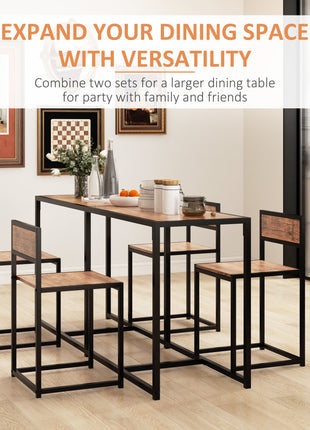 3-Piece Industrial Dining Table Set for 2, Kitchen Table and Chairs, Dining Room Sets for Small Spaces, Rustic Brown