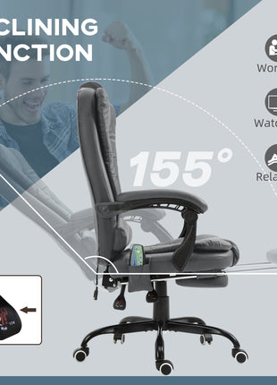 7-Point Vibrating Massage Office Chair High Back Massaging Office Desk Chair with Lumbar Support, Footrest, Gray