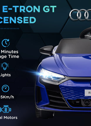 12V Licensed Audi RS E-tron GT Kids Ride on Car with Remote Control, Suspension, Horn, Music, Lights, Dark Blue