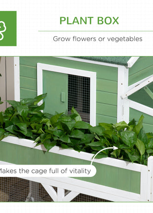 49" Small Chicken Coop Hen House with Garden Space, Chicken House Outdoor Run Cage with Weather Protection, 2-4 Birds, Green