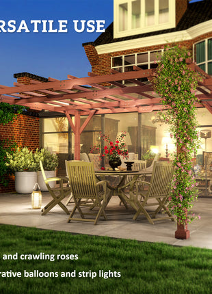 11' x 12.5' Outdoor Wood Pergola with Grape Trellis for Patio, Deck, Backyard, Lawn