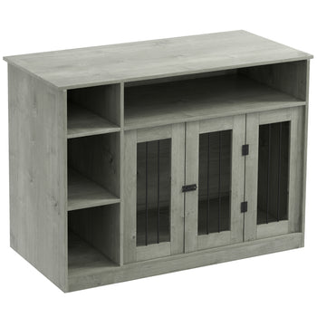 47" Dog Crate Furniture with Storage, for Large Medium Dogs, Gray