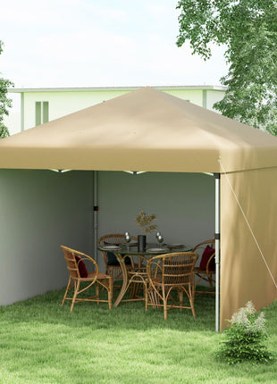 10' x 10' Pop Up Canopy with Sidewalls, Weight Bags and Carry Bag, Height Adjustable Tent for Parties, Beige