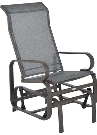 Outdoor Patio Glider Rocker, Metal High-Back Chair for Outdoor Use - Gray