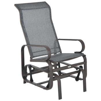 Outdoor Patio Glider Rocker, Metal High-Back Chair for Outdoor Use - Gray