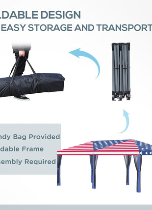 10'x20' Pop Up Party Tent Gazebo Wedding Canopy with 6 Sidewalls, American Flag