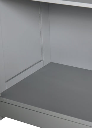 Freestanding Bathroom Floor Cabinet, Wooden Bathroom Cabinet with 2 Doors, 2 Drawers and Adjustable Shelf, Gray