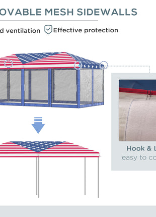 10'x20' Pop Up Party Tent Gazebo Wedding Canopy with 6 Sidewalls, American Flag