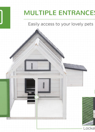 65" Chicken Coop Wooden Chicken House Rabbit Hutch Poultry Cage Hen Pen Backyard with Nesting Box, Ramp, Run