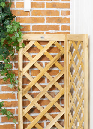 Wooden Raised Garden Bed, Planter with Trellis for Vine Climbing and Vegetables, Herbs and Flowers Growing, Natural