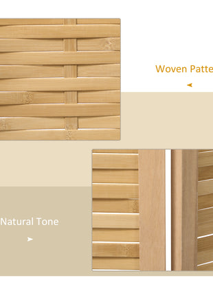 Hand Woven Room Divider, 4 Panel Bamboo Folding Privacy Screen for Home Office, 47.25"x67"x0.75", Natural