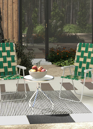 Set of 2 Patio Folding Chairs, Classic Outdoor Camping Chairs, Portable Lawn Chairs w/ Armrests, Green